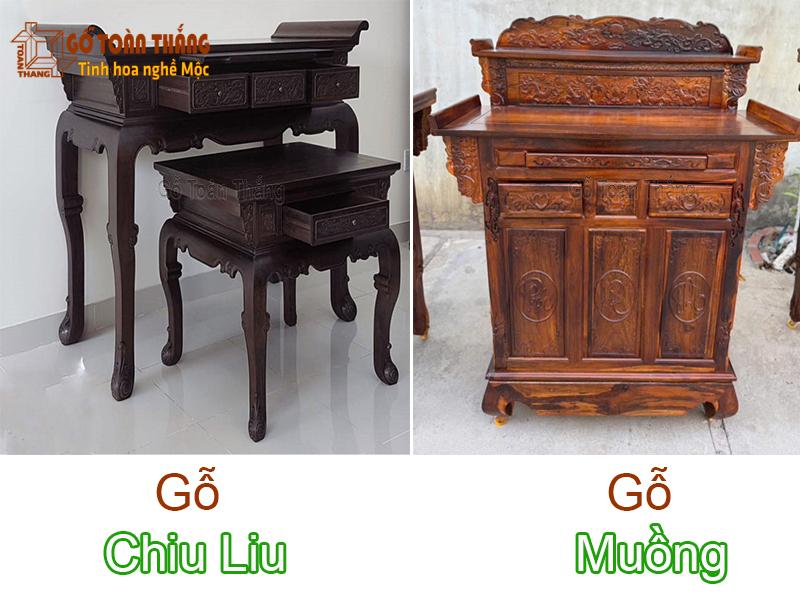 Ứng dụng làm bàn thờ 2 loại Gỗ Chiu liu và Muồng đen