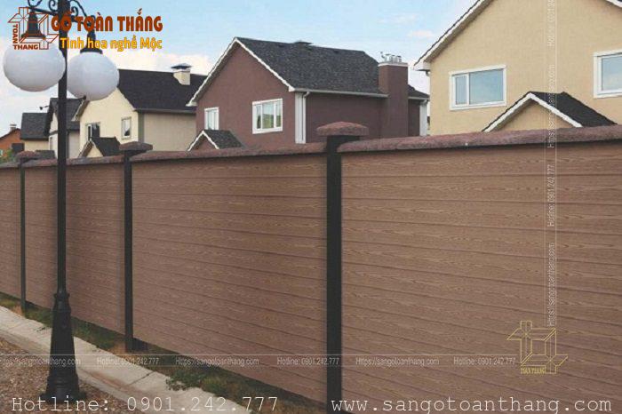 Tấm gỗ nhựa ốp tường ngoài trời dùng trong việc trang trí hàng rào