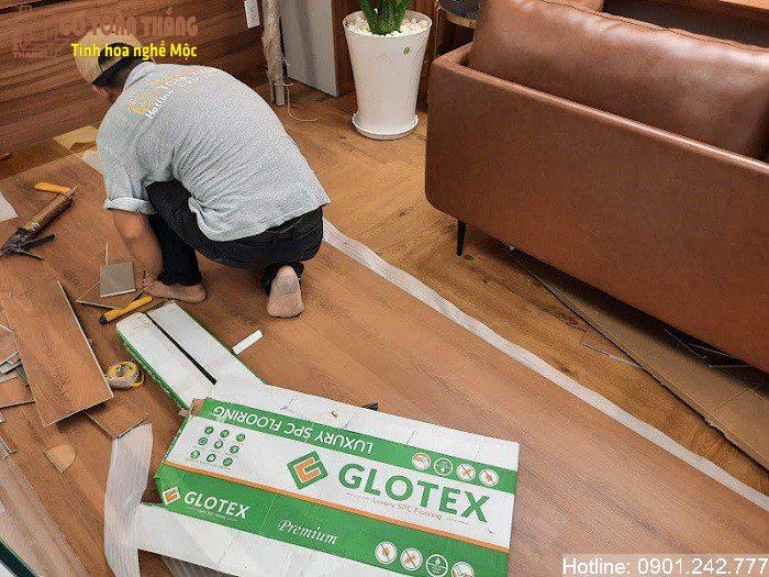 Sàn nhựa dán keo Glotex giúp tiết kiệm rất nhiều chi phí