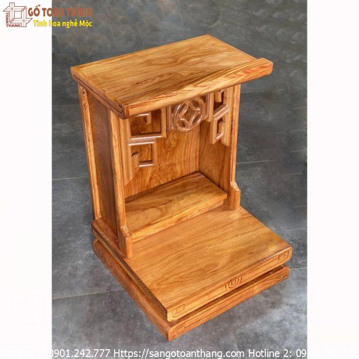 Mẫu bàn thờ ông Địa gỗ Hướng đá với thiết kế đơn giản, hạn chế họa tiết