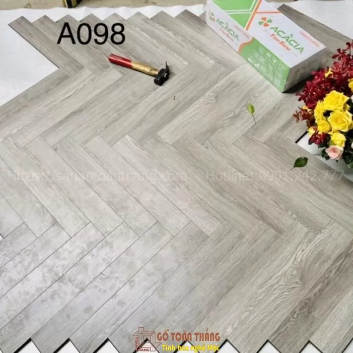 Gợi ý 8+ Mẫu sàn gỗ màu trắng đẹp, hiện đại 11 Sàn gỗ Acacia 12mm xương cá – A098