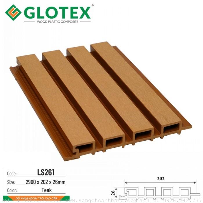 Tấm ốp gỗ nhựa Glotex 4 sóng LS261 Teak 1 Tấm ốp gỗ nhựa Glotex 4 sóng LS261 Teak