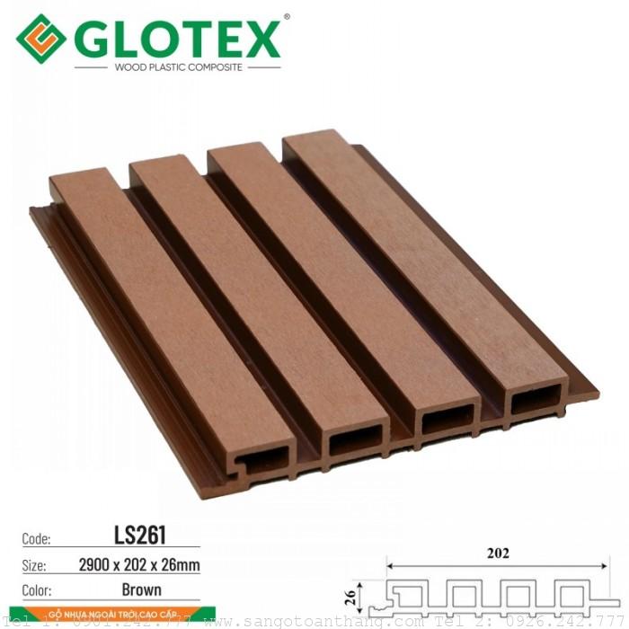 Tấm ốp gỗ nhựa Glotex 4 sóng LS261 Brown 1 Tấm ốp gỗ nhựa Glotex 4 sóng LS261 Brown
