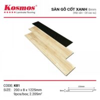 Sàn gỗ Kosmos cốt xanh đế cao su K81