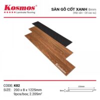 Sàn gỗ Kosmos cốt xanh đế cao su K82
