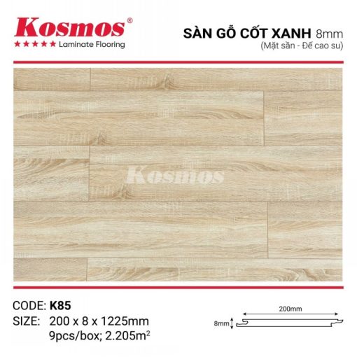 Sàn gỗ Kosmos cốt xanh đế cao su K85 - Hình ảnh 2