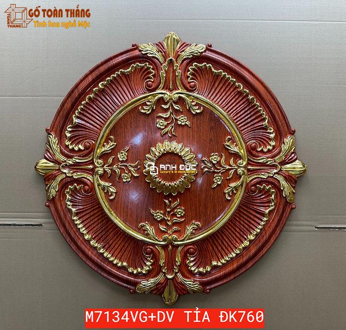 Mâm trần PU vân gỗ dát vàng 760mm - M7134VG-DV 1 Mâm trần PU vân gỗ dát vàng 760mm - M7134VG-DV