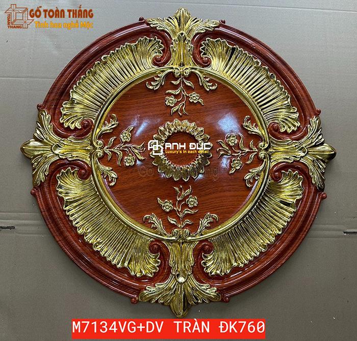 Mâm trần PU vân gỗ dát vàng 760mm - M7134-2VG-DV 1 Mâm trần PU vân gỗ dát vàng 760mm - M7134-2VG-DV