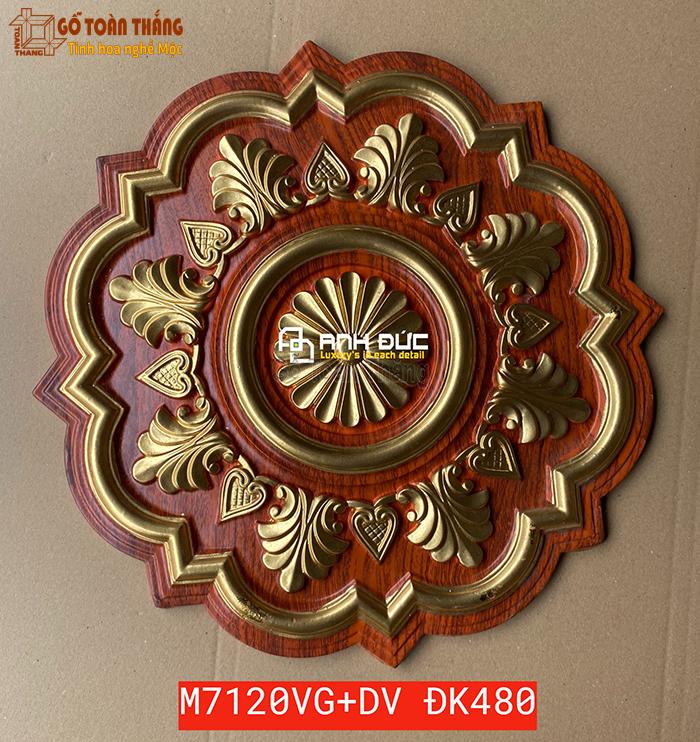 Mâm trần PU vân gỗ dát vàng 480mm - M7120VG-DV 1 Mâm trần PU vân gỗ dát vàng 480mm - M7120VG-DV