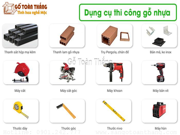 Dụng cụ thi công thanh lam gỗ nhựa ngoài trời