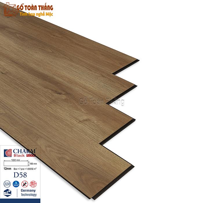 Sàn gỗ Charmwood 12mm cốt đen D58 1 Sàn gỗ Charmwood 12mm cốt đen D58