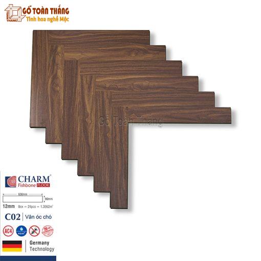 Sàn gỗ Charm 12mm xương cá - C02 Walnut