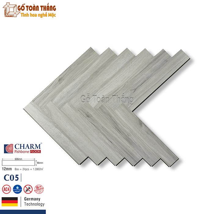 Sàn gỗ Charm xương cá 12mm cốt xanh C05 1 Sàn gỗ Charm xương cá 12mm cốt xanh C05