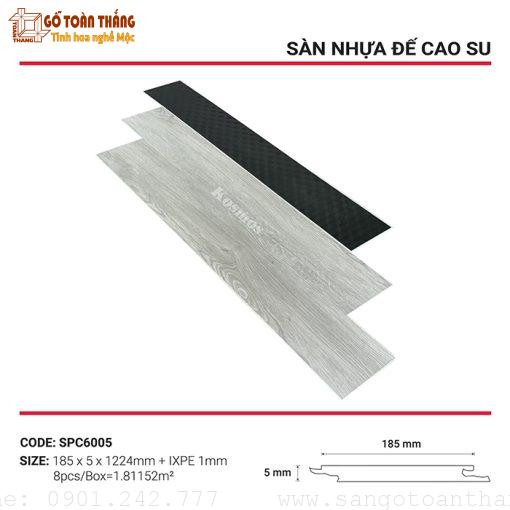 Sàn nhựa hèm khóa Kosmos 6mm đế cao su SPC-6005