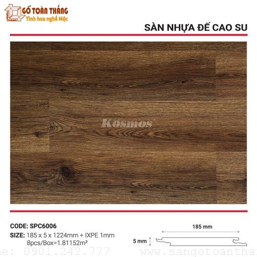 Sàn nhựa hèm khóa Kosmos 6mm đế cao su SPC-6006 - Hình ảnh 2