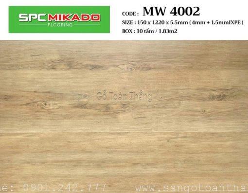 Sàn nhựa hèm khóa 4mm SPC đế cao su MW-4002