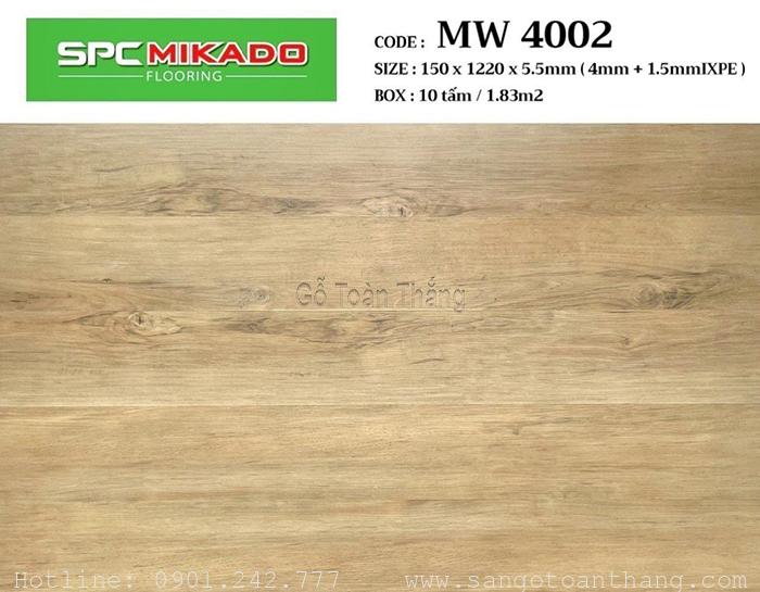 Sàn nhựa hèm khóa 4mm SPC đế cao su MW-4002 1 Sàn nhựa hèm khóa 4mm SPC đế cao su MW-4002