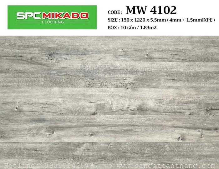 Sàn nhựa hèm khóa 4mm SPC đế cao su MW-4102 1 Sàn nhựa hèm khóa 4mm SPC đế cao su MW-4102