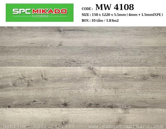 Sàn nhựa hèm khóa 4mm SPC đế cao su MW-4108 1 Sàn nhựa hèm khóa 4mm SPC đế cao su MW-4108