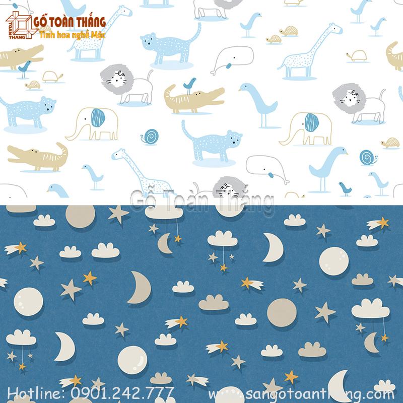 Giấy dán tường Dream World có những gam màu trung tính nhẹ nhàng cho đến các họa tiết nổi bật
