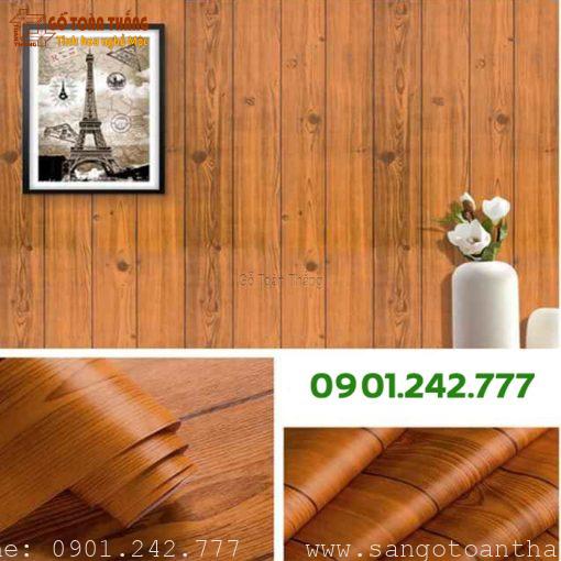 Decal dán tường vân gỗ vàng đậm