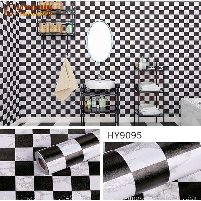 Decal dán tường caro đen trắng HY-9095 1 Decal dán tường caro đen trắng HY-9095