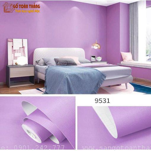 Decal dán tường màu tím trơn 9531
