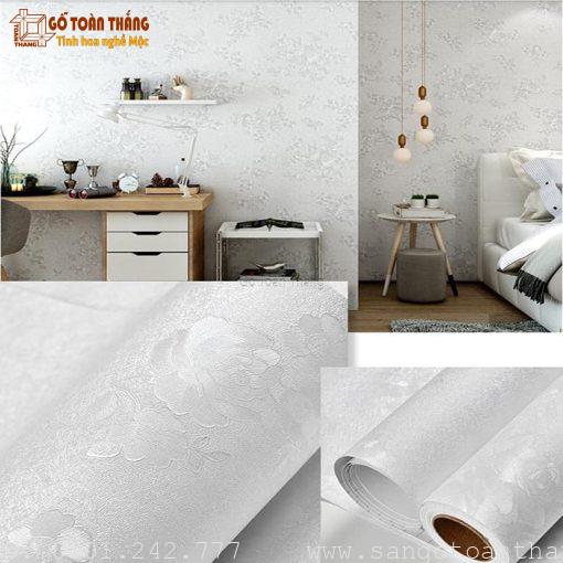 Decal dán tường hoa lá trắng