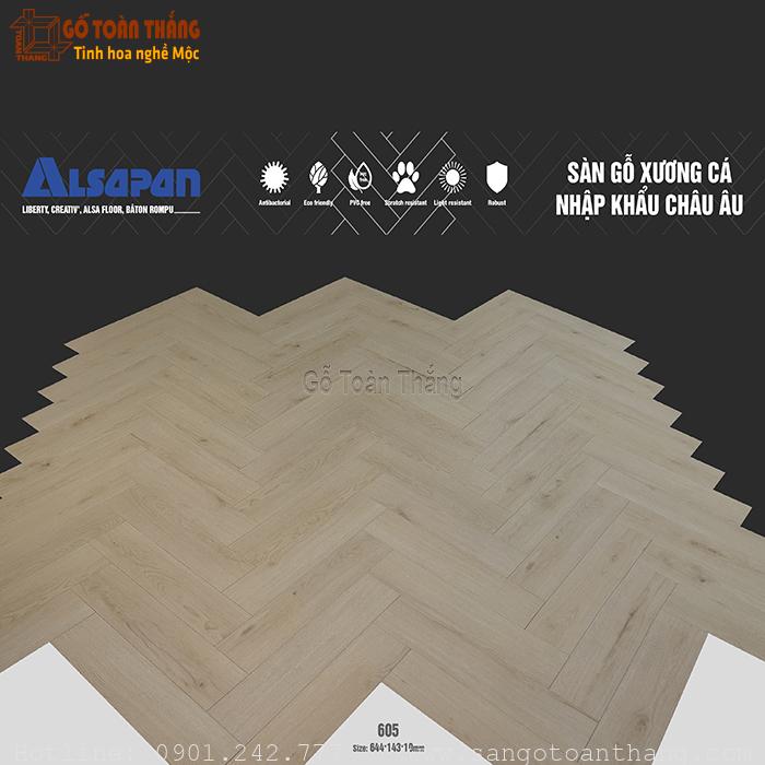 Sàn gỗ xương cá Alsapan 10mm 605 1 Sàn gỗ xương cá Alsapan 10mm 605