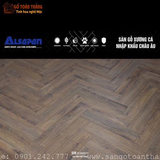 Sàn gỗ xương cá Alsapan 12mm 528