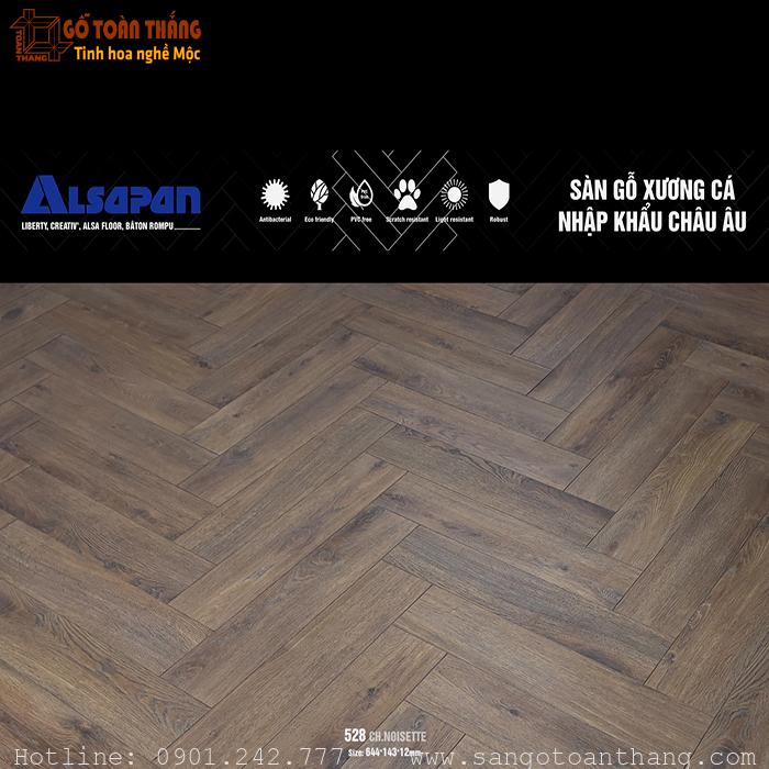 Sàn gỗ xương cá Alsapan 12mm 528 1 Sàn gỗ xương cá Alsapan 12mm 528