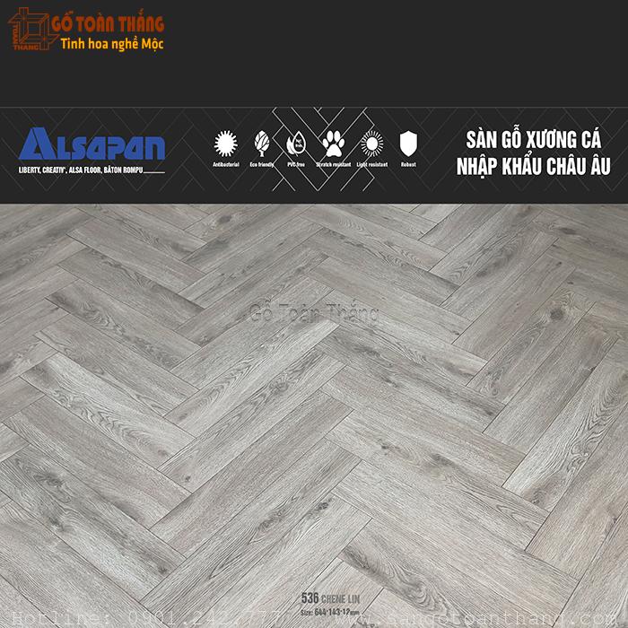 Sàn gỗ xương cá Alsapan 12mm 536 1 Sàn gỗ xương cá Alsapan 12mm 536