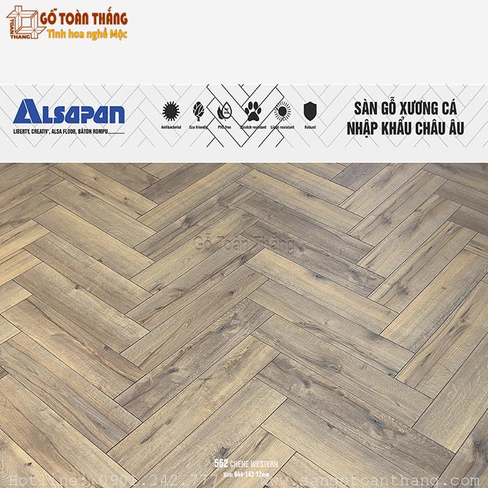 Sàn gỗ xương cá Alsapan 12mm 562 1 Sàn gỗ xương cá Alsapan 12mm 562
