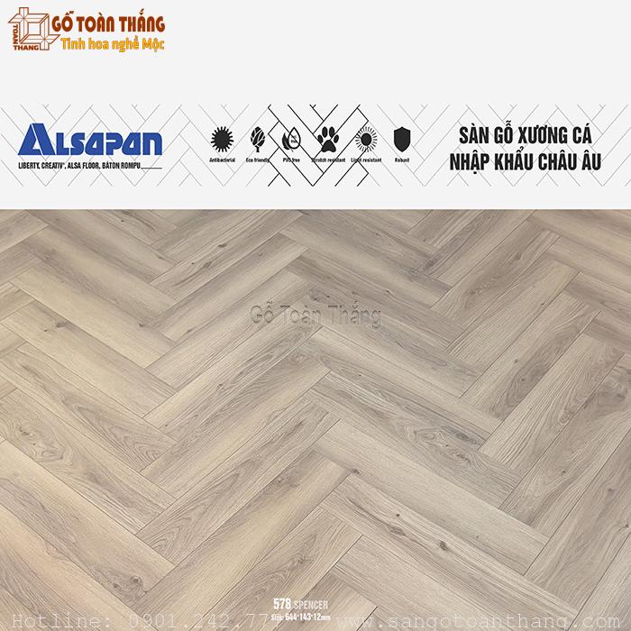 Sàn gỗ xương cá Alsapan 12mm 578 1 Sàn gỗ xương cá Alsapan 12mm 578
