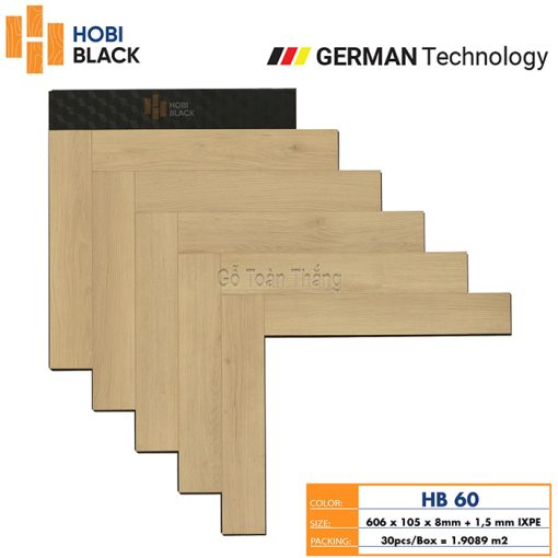Sàn gỗ Hobi Black cốt đen 8mm xương cá HB-60