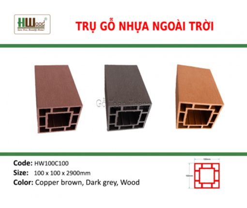 Trụ Pergola gỗ nhựa Hwood HW100C100
