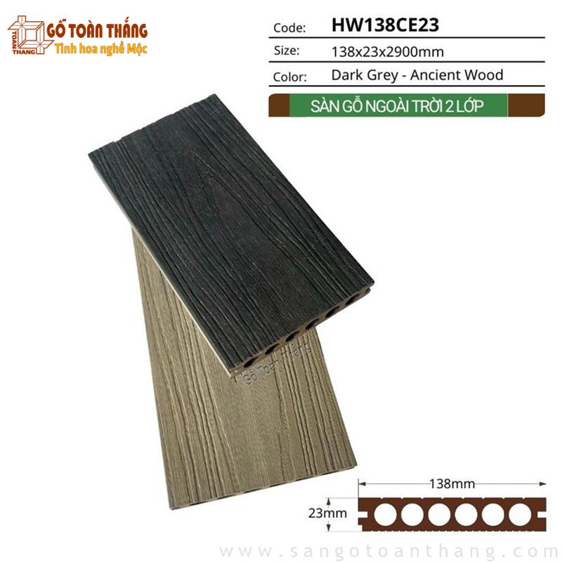 Sàn gỗ nhựa ngoài trời 2 da Hwood HW138CE23 Dark Grey 1 Sàn gỗ nhựa ngoài trời 2 da Hwood HW138CE23 Dark Grey