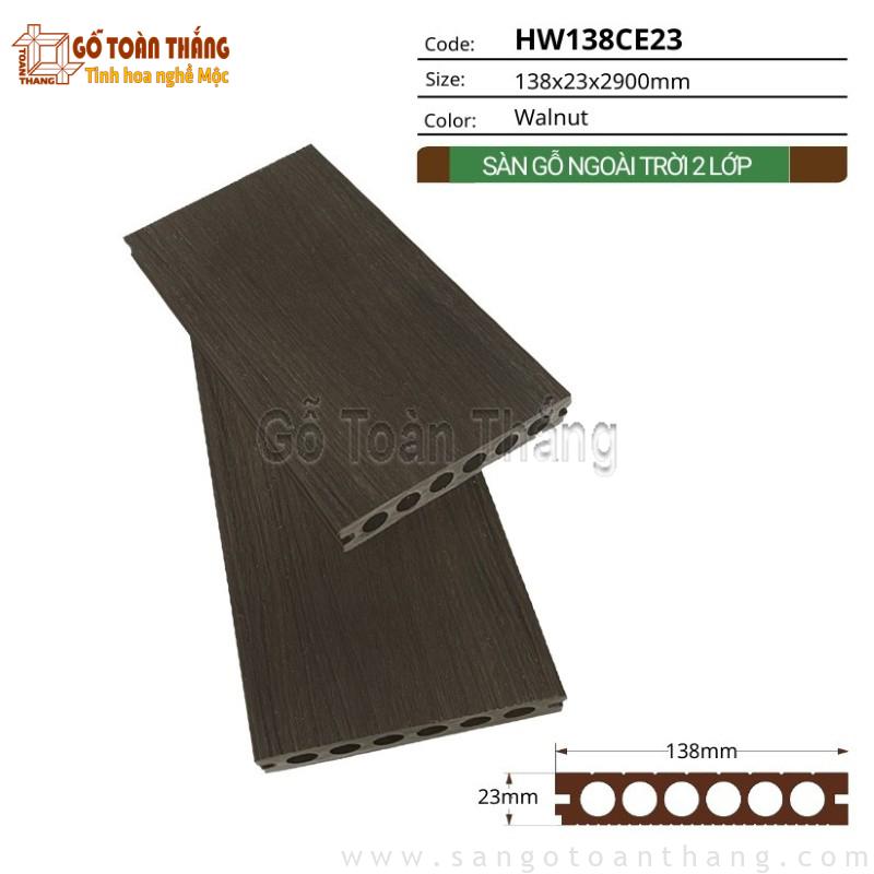 Sàn gỗ nhựa ngoài trời 2 da Hwood HW138CE23 Walnut 1 Sàn gỗ nhựa ngoài trời 2 da Hwood HW138CE23 Walnut