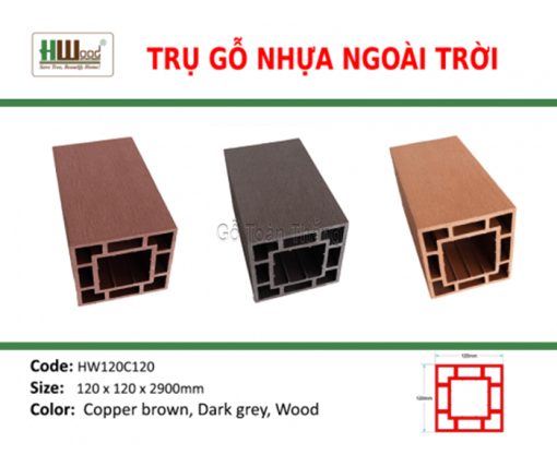 Trụ Pergola gỗ nhựa Hwood HW120C120