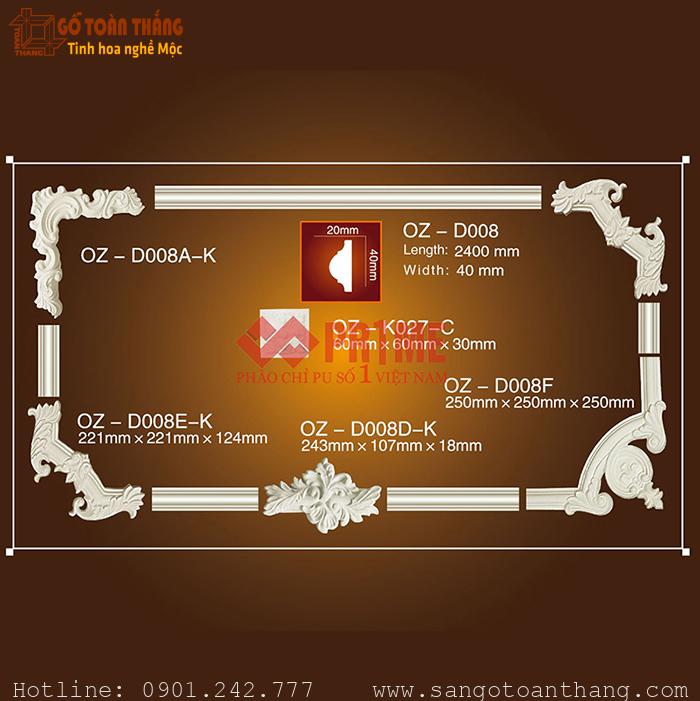 Bộ hoa văn trang trí PU - OZ-D008F 1 Bộ hoa văn trang trí PU - OZ-D008F