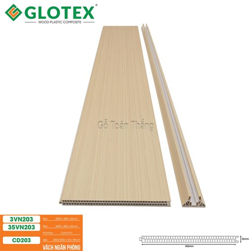 Vách ngăn nhựa 2 mặt Glotex 3VN-203