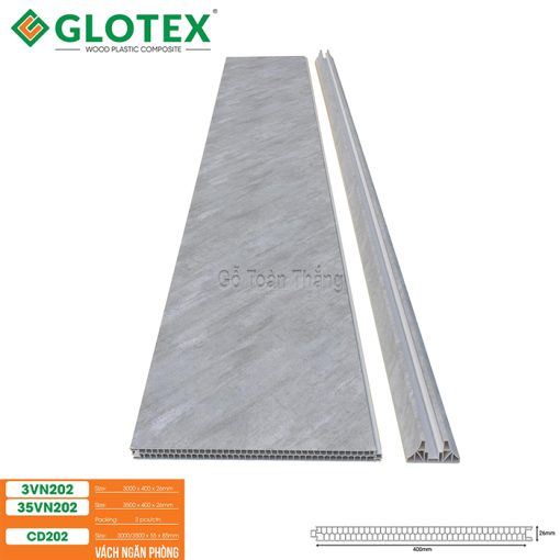 Vách ngăn nhựa 2 mặt Glotex 3VN-202