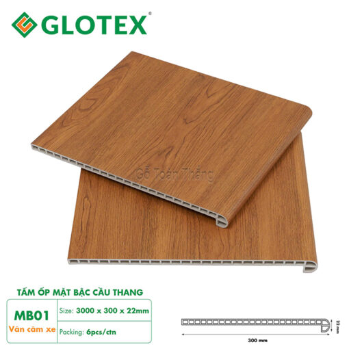 Mặt bậc cầu thang nhựa giả gỗ Glotex MB-01