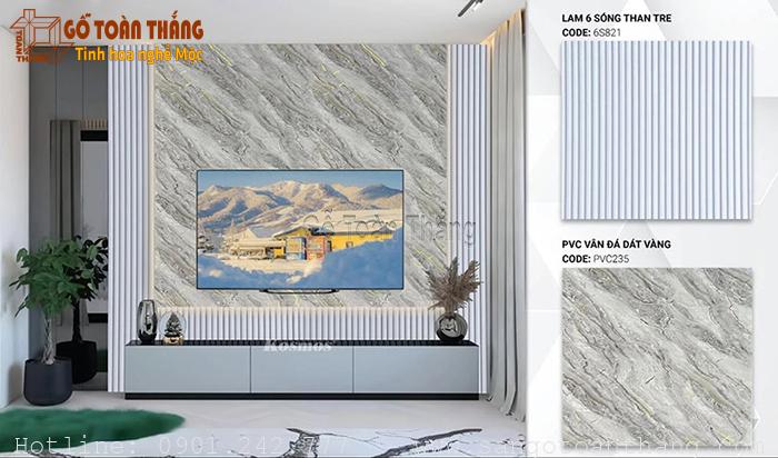 Tấm nhựa giả đá dát vàng Galawood PVC235 2 Tấm nhựa giả đá dát vàng Galawood PVC235 - Ảnh 2