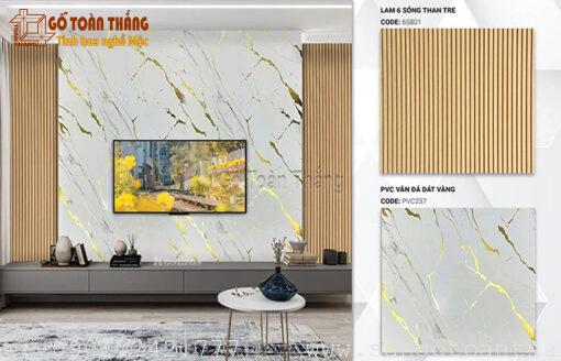 Tấm nhựa giả đá dát vàng Galawood PVC237 - Hình ảnh 3