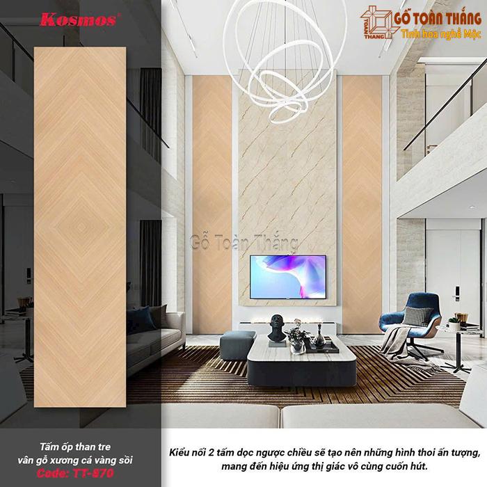 Tấm than tre 8mm vân gỗ xương cá TT-870 1 Tấm than tre 8mm vân gỗ xương cá TT-870