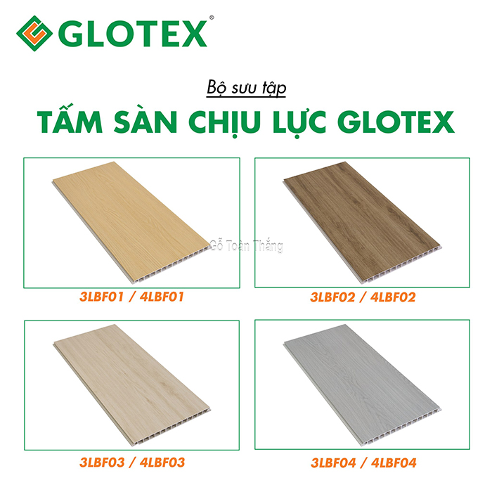 Sàn chịu lực Glotex có 4 màu thuộc 4 tông phổ biến trên thị trường Sàn chịu lực Glotex có 4 màu thuộc 4 tông phổ biến trên thị trường
