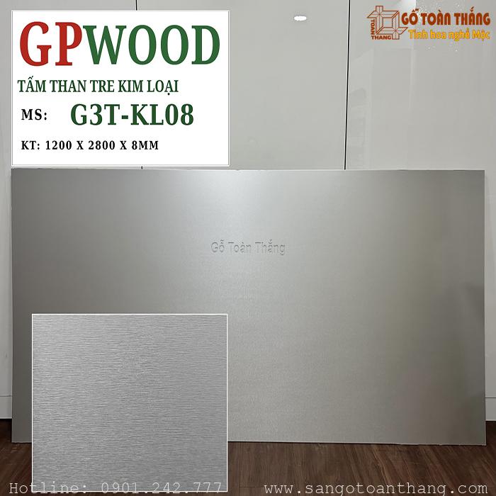 Tấm than tre vân kim loại trắng 8mm GPwood G3T-KL08 1 Tấm than tre vân kim loại trắng 8mm GPwood G3T-KL08