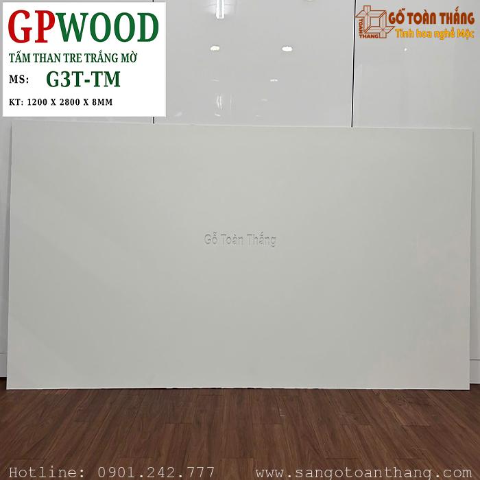 Tấm than tre đơn sắc trắng mờ 8mm GPwood G3T-TM 1 Tấm than tre đơn sắc trắng mờ 8mm GPwood G3T-TM