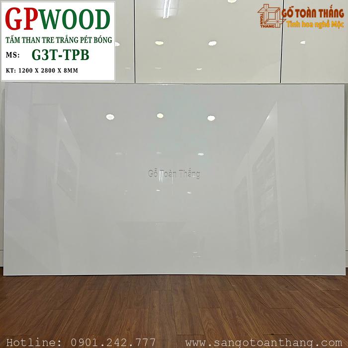Tấm than tre trắng PET bóng 8mm GPwood G3T-TPB 1 Tấm than tre trắng PET bóng 8mm GPwood G3T-TPB
